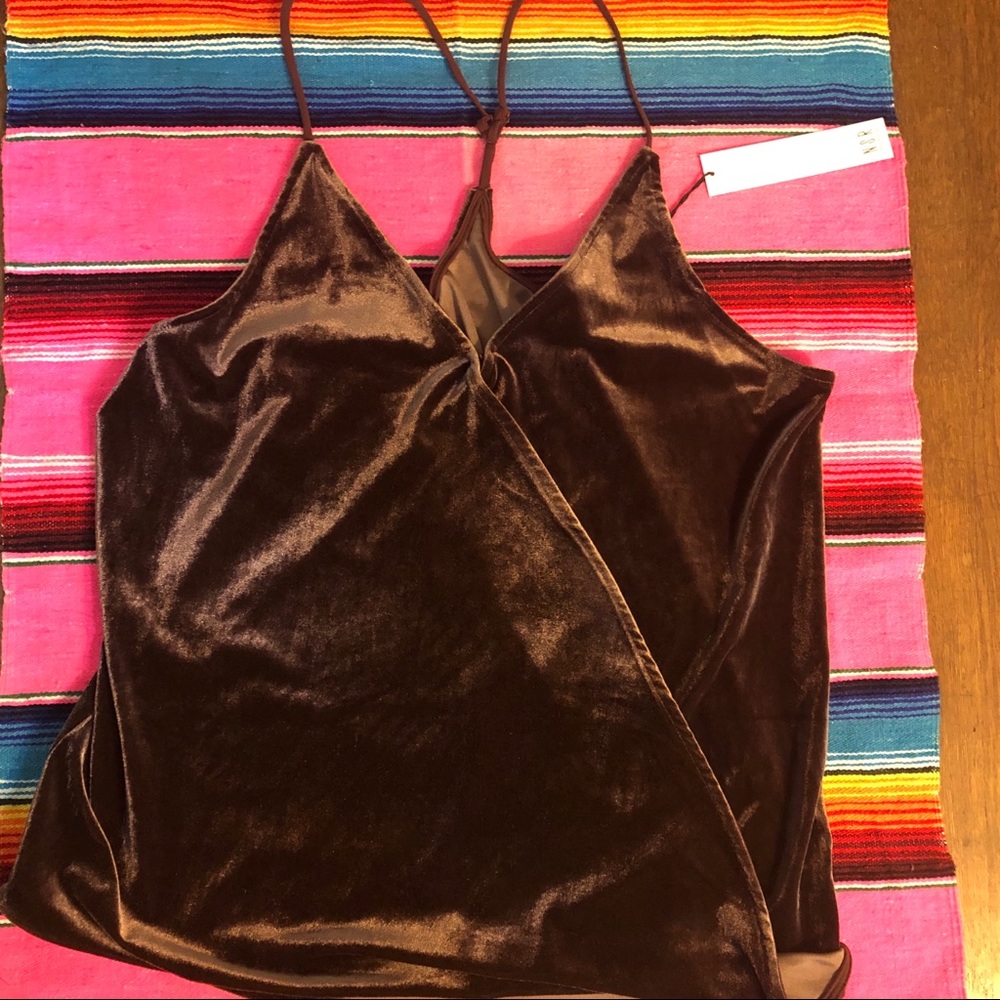 NSR Napean Sea Rd Brown Velvet Wrap Tank Top BNWT
